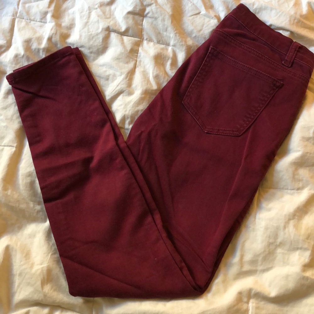 Burgundy skinny jeans
